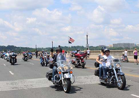 Hundreds of motorcyclists riding The Run honoring all those who have served in the military