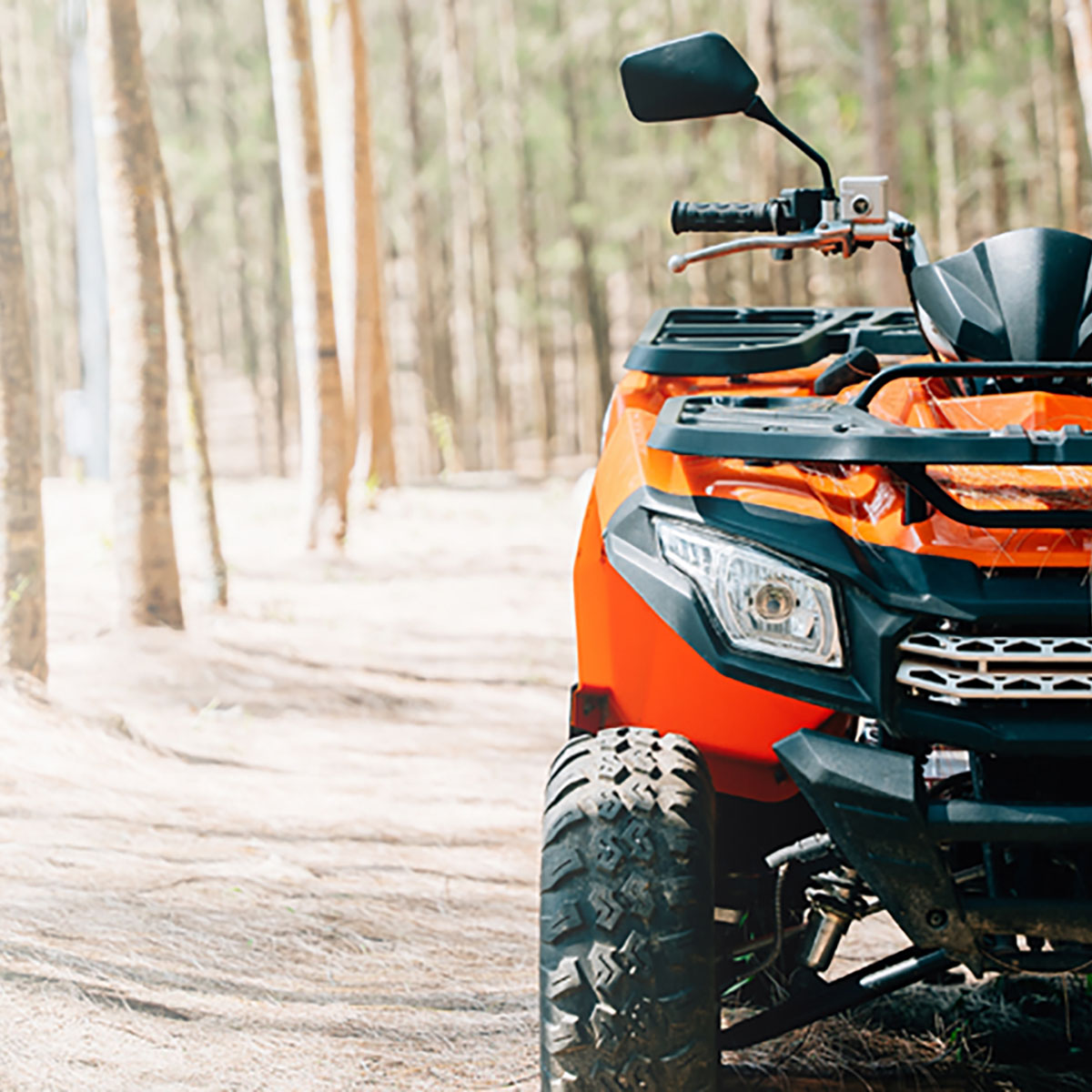 An ATV parked in a forest